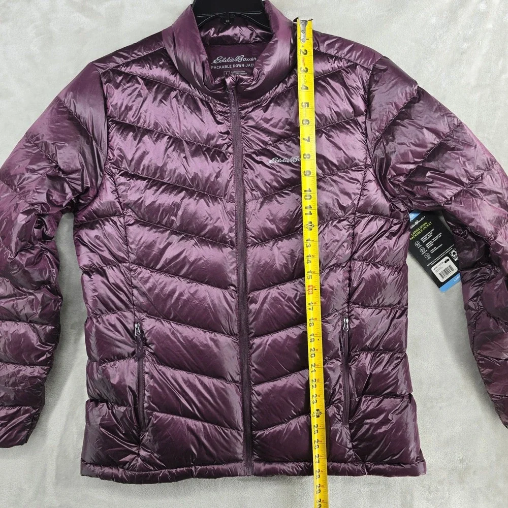 Eddie Bauer Ladies Down Packable Jacket Iridescent Plum 650 Fill Power Large New